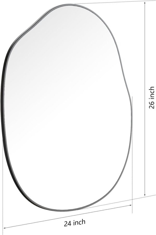 Order the best 24"x32" Irregular Black Oval Bathroom Mirror Asymmetric Aesthetic Framed Vanity Mirror For Living Room Bedroom Entrance - Image 5