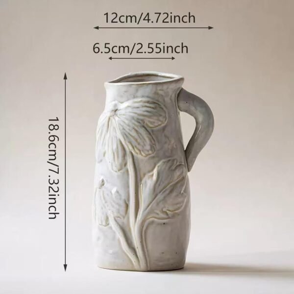 Explore affordable Small White Ceramic Vase Modern Wabi Sabi Ceramic Flower Vase, Unique Art Family for Flowers with Handle, Handmade Free Hoh for Home Decoration - Image 7