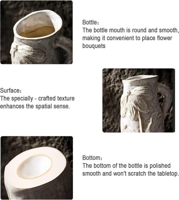 Explore affordable Small White Ceramic Vase Modern Wabi Sabi Ceramic Flower Vase, Unique Art Family for Flowers with Handle, Handmade Free Hoh for Home Decoration - Image 8