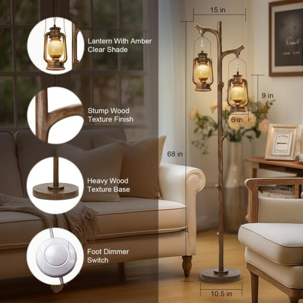Explore high-quality 68" Rustic Farmhouse Wooden Trunk Floor Lamp Country Brown Finish Wood Vintage Standing Tall Lampprinter with Gradient Dimming Room Living Room Office Hotel - Image 3