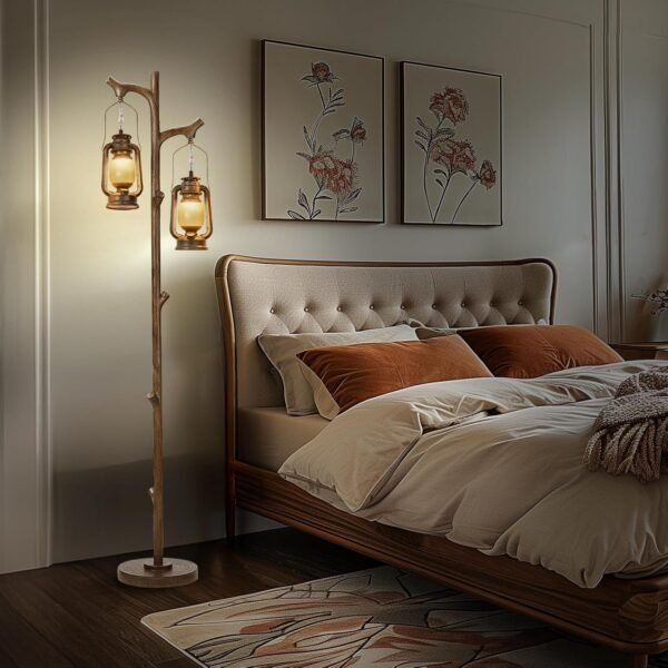 Explore high-quality 68" Rustic Farmhouse Wooden Trunk Floor Lamp Country Brown Finish Wood Vintage Standing Tall Lampprinter with Gradient Dimming Room Living Room Office Hotel - Image 6