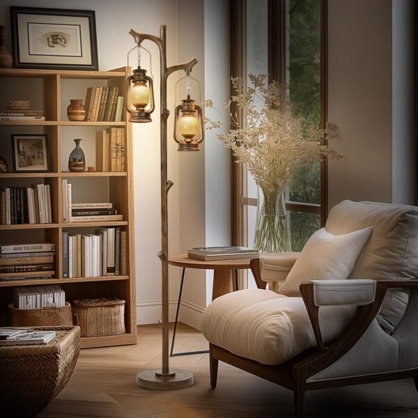 Explore high-quality 68" Rustic Farmhouse Wooden Trunk Floor Lamp Country Brown Finish Wood Vintage Standing Tall Lampprinter with Gradient Dimming Room Living Room Office Hotel - Image 7