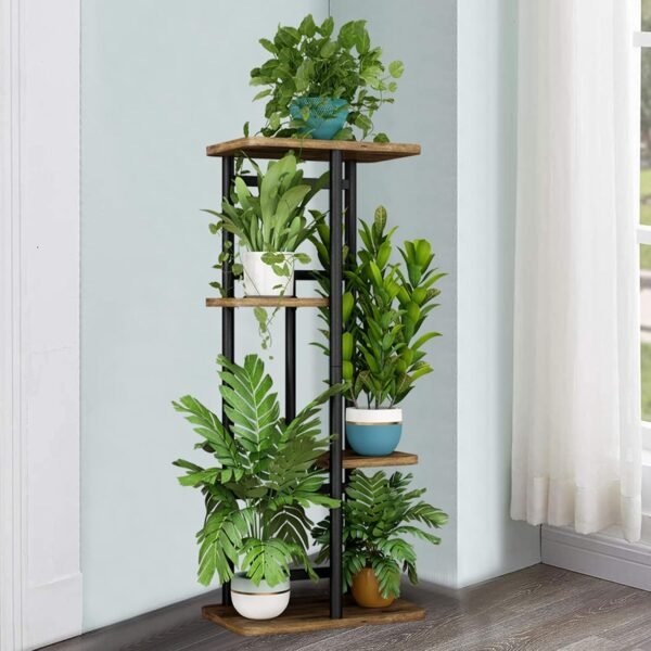Explore the best Ringiner Plant Stand Indoor 4 Tier 5 Potted Multiple Plant Shelf Garden Corner Balcony Living Room Black Black - Image 4