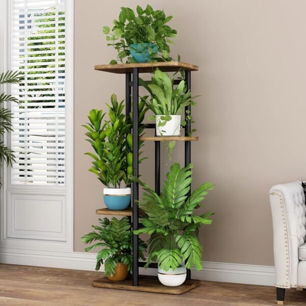 Explore the best Ringiner Plant Stand Indoor 4 Tier 5 Potted Multiple Plant Shelf Garden Corner Balcony Living Room Black Black - Image 5