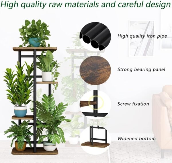 Explore the best Ringiner Plant Stand Indoor 4 Tier 5 Potted Multiple Plant Shelf Garden Corner Balcony Living Room Black Black - Image 6