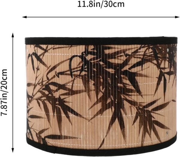 Grab recommended Drum Lamp Shade, E27 Vintage Lamp Shade Bamboo Pattern Chandelier Lamp Replaceable Cover Light Accessor Pendant Floor Light, 30x30x20cm - Image 3
