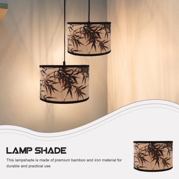Grab recommended Drum Lamp Shade, E27 Vintage Lamp Shade Bamboo Pattern Chandelier Lamp Replaceable Cover Light Accessor Pendant Floor Light, 30x30x20cm - Image 6