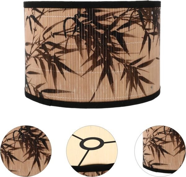 Grab recommended Drum Lamp Shade, E27 Vintage Lamp Shade Bamboo Pattern Chandelier Lamp Replaceable Cover Light Accessor Pendant Floor Light, 30x30x20cm - Image 8