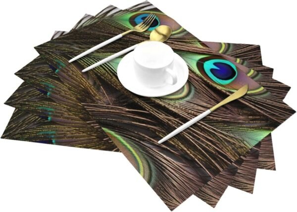 Grab recommended Peacock Feather Print Plan Mat Table Mat Heat Resistant Non-Slip Location Mat 18 x 12 Inch - Image 3