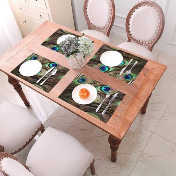 Grab recommended Peacock Feather Print Plan Mat Table Mat Heat Resistant Non-Slip Location Mat 18 x 12 Inch - Image 7