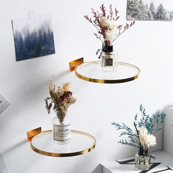 Buy affordable Set of 3 Display Ledge Shelf Wall Mounted Wall Decoration Iron Glass Hanging Shelf Home Decoration Living Room - Image 3