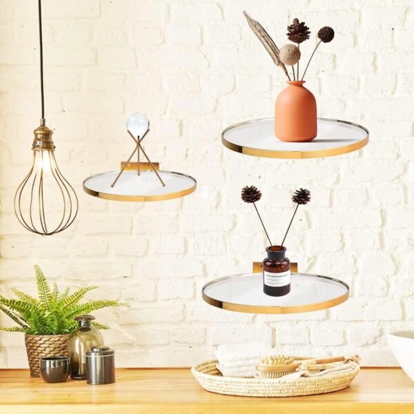Buy affordable Set of 3 Display Ledge Shelf Wall Mounted Wall Decoration Iron Glass Hanging Shelf Home Decoration Living Room - Image 5