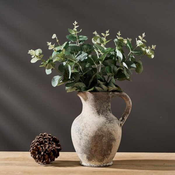 Order affordable Handle, Terracotta Vase, Minimalist Decorative Vase for Home Decoration, Siduku Ceramic Rustic Farmer Vase with Table, Living Room, Shelf, Christmas Decoration (Grey) - Image 4