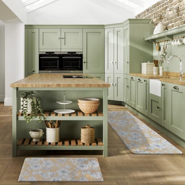 Buy the best Laura Ashley-Anti-Fatigue Kitchen Mat, Iris Floral Design, Stain, Water & Fade Rostant, Cooking & Standing Relief, Non-Slip Backing, 2 Piece Set, Tawny Yellow - Image 9