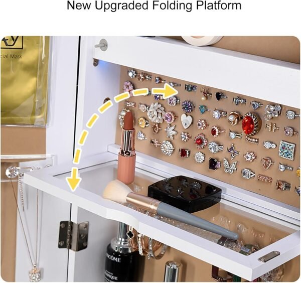 Grab recommended Jewelry Cabinet Armour Woar with Storage and Full Length Mirror - Freestanding Organizer for Necklace and Earrings, Flamel Design Design - Image 7