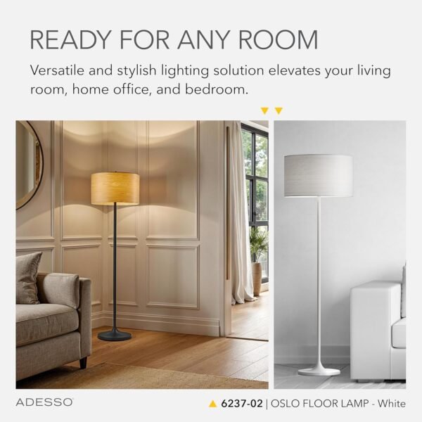 Grab the best Adessso 6237-02 Oslo Floor Lamp Corrosion Resistant, Scratch Proof, White Matte Finished Lighting Device with Metal Body. Tools & Home Improvement, Matte White - Image 4