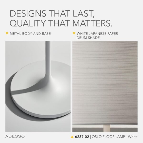 Grab the best Adessso 6237-02 Oslo Floor Lamp Corrosion Resistant, Scratch Proof, White Matte Finished Lighting Device with Metal Body. Tools & Home Improvement, Matte White - Image 5