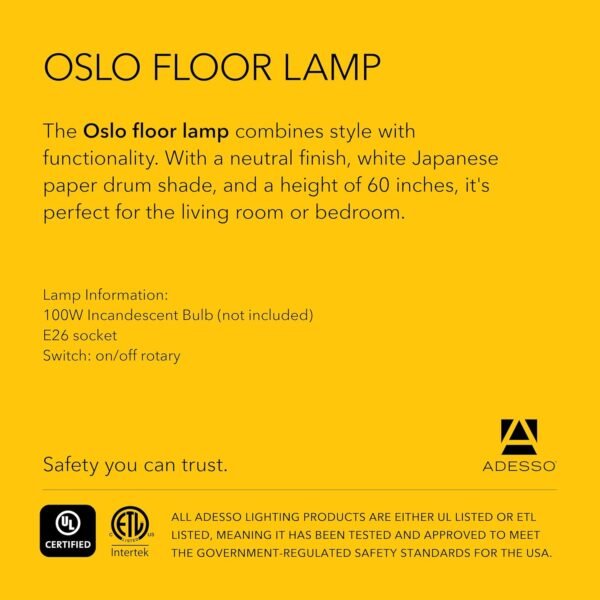 Grab the best Adessso 6237-02 Oslo Floor Lamp Corrosion Resistant, Scratch Proof, White Matte Finished Lighting Device with Metal Body. Tools & Home Improvement, Matte White - Image 8