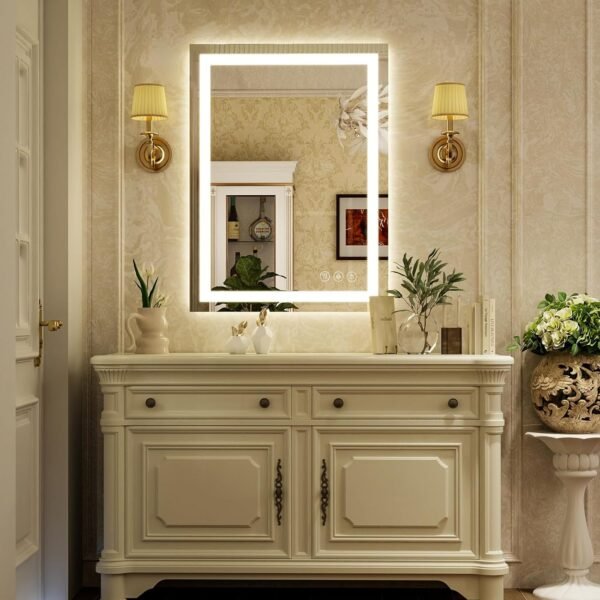 Order recommended 32'' x 24'' LED bathroom mirror with light, wall mirror with front and backlight, 3 colors of vanity with light, anti-fog wall mirror for bathroom - Image 4