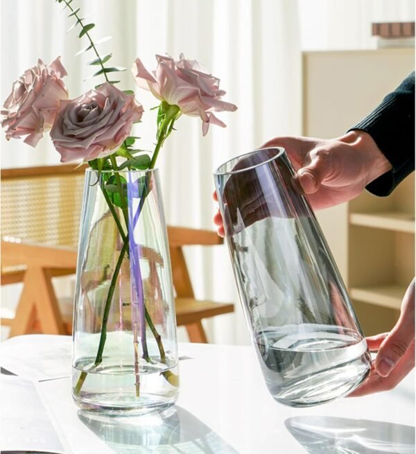 Explore recommended Fanteticryan Modern Glass Vase Irised Crystal Clear Glass Vase for Home Office Decoration (Crystal Grey) - Image 3