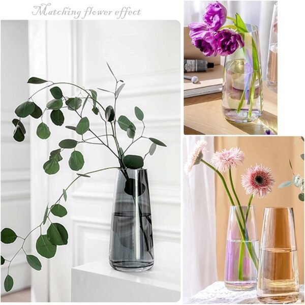 Explore recommended Fanteticryan Modern Glass Vase Irised Crystal Clear Glass Vase for Home Office Decoration (Crystal Grey) - Image 7