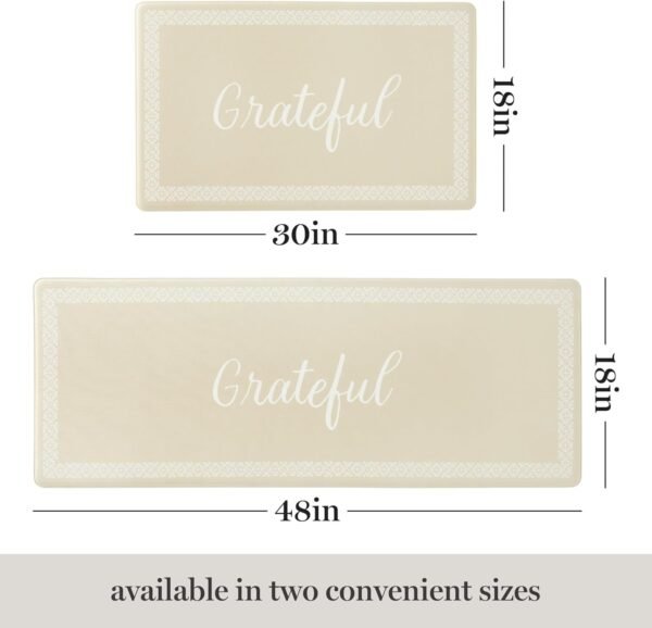 Order high-quality Martha Stewart Bloomfield Grateful Border Kitchen Mat, Comfort Standing Mat, Non-slip Backing, Water Resistant, Beige, 18"x30" - Image 4