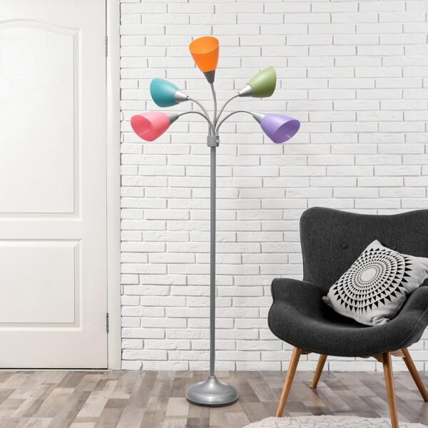 Buy high-quality Simple Design LF2006-SLM 67" Contemporary Multi-Head Medusa 5 Light Adjustable Gooseneck Silver Floor Lamp - Image 5