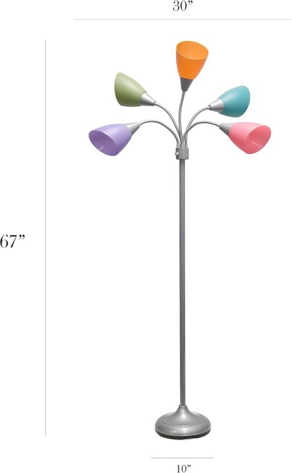 Buy high-quality Simple Design LF2006-SLM 67" Contemporary Multi-Head Medusa 5 Light Adjustable Gooseneck Silver Floor Lamp - Image 6