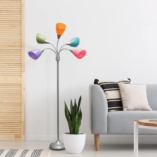 Buy high-quality Simple Design LF2006-SLM 67" Contemporary Multi-Head Medusa 5 Light Adjustable Gooseneck Silver Floor Lamp - Image 7