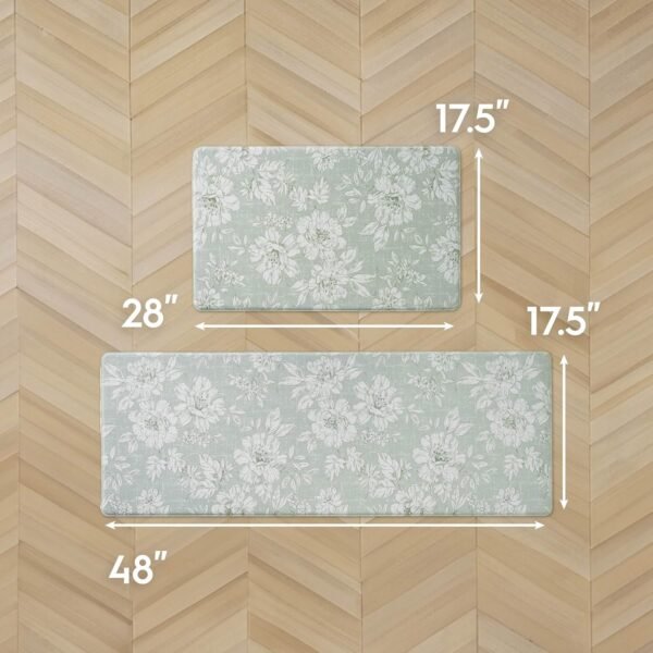 Buy the best Laura Ashley-Anti-Fatigue Kitchen Mat, Iris Floral Design, Stain, Water & Fade Resistant, Cooking & Standing Relief, Non-Slip Backing, 2 Piece Set, Sage Green Iris - Image 3