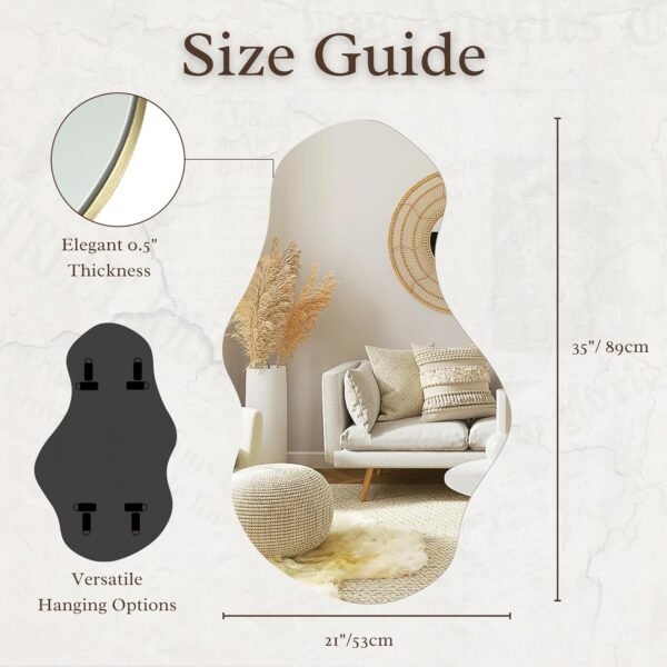 Order the best Irregular Perfnic Wall Mirror Asymmetric Mirror, 35'x21'' Decorative Modern Mirror for Bathroom Bedroom Living Room Entrance, Cloud Flamel Mirror, Wall Mounted (35''x21'', Cloud) - Image 3