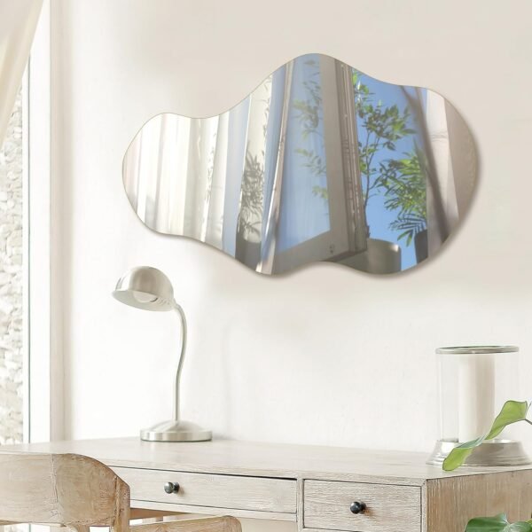 Order the best Irregular Perfnic Wall Mirror Asymmetric Mirror, 35'x21'' Decorative Modern Mirror for Bathroom Bedroom Living Room Entrance, Cloud Flamel Mirror, Wall Mounted (35''x21'', Cloud) - Image 5