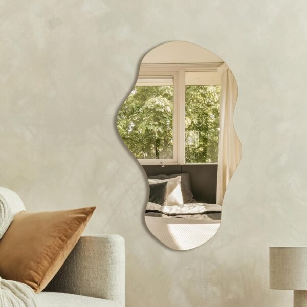 Order the best Irregular Perfnic Wall Mirror Asymmetric Mirror, 35'x21'' Decorative Modern Mirror for Bathroom Bedroom Living Room Entrance, Cloud Flamel Mirror, Wall Mounted (35''x21'', Cloud) - Image 6