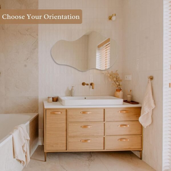 Order the best Irregular Perfnic Wall Mirror Asymmetric Mirror, 35'x21'' Decorative Modern Mirror for Bathroom Bedroom Living Room Entrance, Cloud Flamel Mirror, Wall Mounted (35''x21'', Cloud) - Image 7