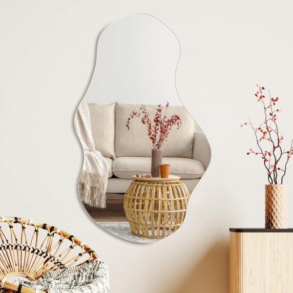 Order the best Irregular Perfnic Wall Mirror Asymmetric Mirror, 35'x21'' Decorative Modern Mirror for Bathroom Bedroom Living Room Entrance, Cloud Flamel Mirror, Wall Mounted (35''x21'', Cloud) - Image 10