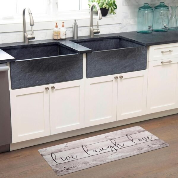 Order the best Home Dynamix Cozy Living Live Laugh Love Runner Anti-Fatigue Kitchen Mat, Non-Slip Floor Mat, Padded Standing Desk Mat, Beige/Brown, 17.5"x55" - Image 3
