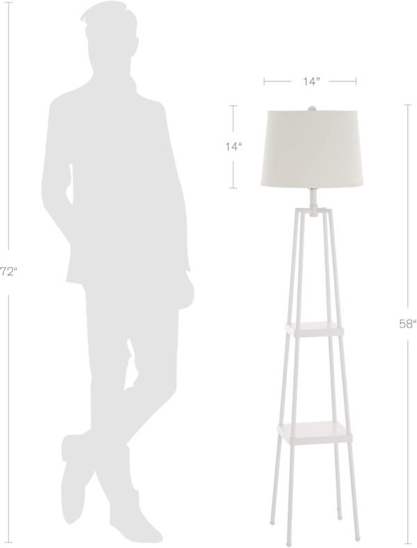 Grab affordable Catalina Lighting 19305-001 Modern Etagal floor lamp with shelf, standing lamp, living room light with shelf, LED bulb not included, 58", white - Image 5