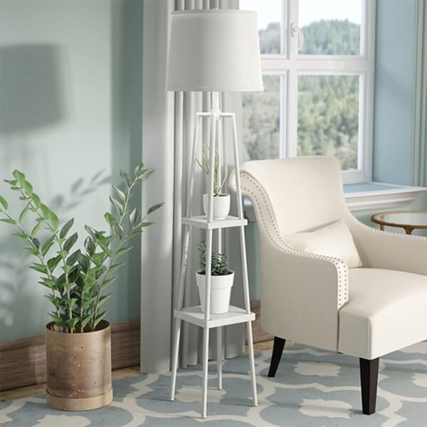 Grab affordable Catalina Lighting 19305-001 Modern Etagal floor lamp with shelf, standing lamp, living room light with shelf, LED bulb not included, 58", white - Image 6