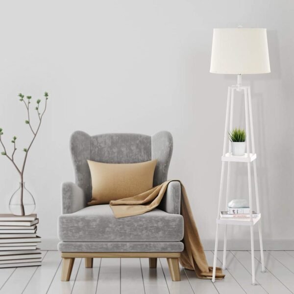 Grab affordable Catalina Lighting 19305-001 Modern Etagal floor lamp with shelf, standing lamp, living room light with shelf, LED bulb not included, 58", white - Image 11