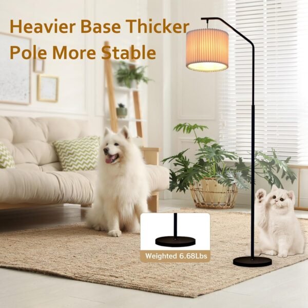 Explore the best 68" Floor Lamp, 9w Edison LED Bulb, Swingable Lamp Head Standing Lamp with Foot Switch with Pleated Lamp Shade, Tall Flavor Lamp Reading for Living Room Bedroom - Image 6