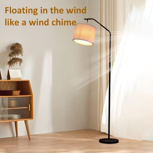 Explore the best 68" Floor Lamp, 9w Edison LED Bulb, Swingable Lamp Head Standing Lamp with Foot Switch with Pleated Lamp Shade, Tall Flavor Lamp Reading for Living Room Bedroom - Image 8