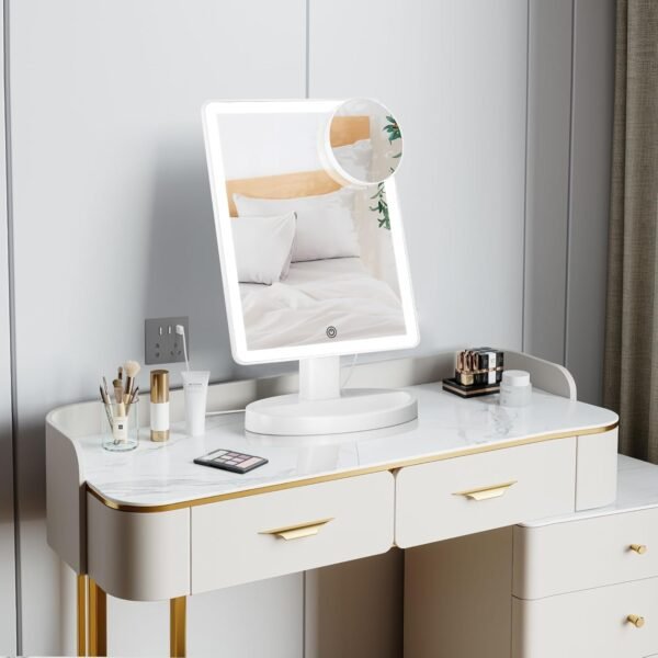 Explore high-quality Fontouch Large Lightad Vanity Makeup Mirror with 88 LED, 360 Rotating Touch Screen, 10x Enlarge Portable Tabletop Cosmetic Makeup Mirror - Image 3