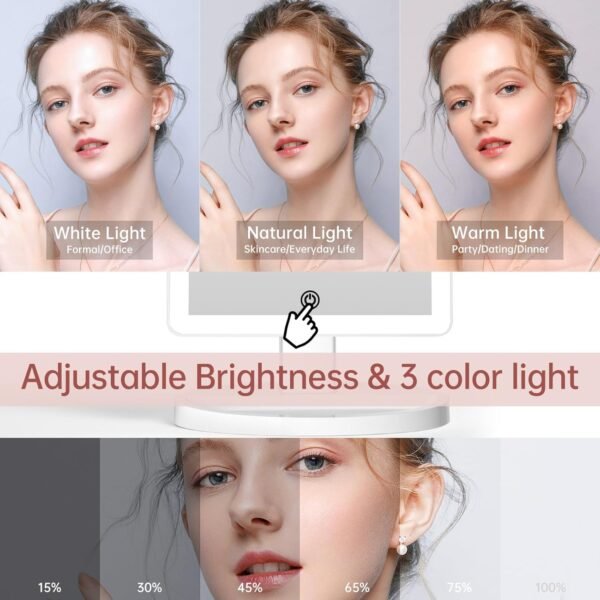 Explore high-quality Fontouch Large Lightad Vanity Makeup Mirror with 88 LED, 360 Rotating Touch Screen, 10x Enlarge Portable Tabletop Cosmetic Makeup Mirror - Image 4