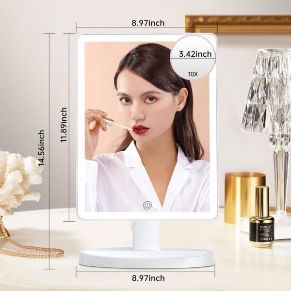 Explore high-quality Fontouch Large Lightad Vanity Makeup Mirror with 88 LED, 360 Rotating Touch Screen, 10x Enlarge Portable Tabletop Cosmetic Makeup Mirror - Image 7