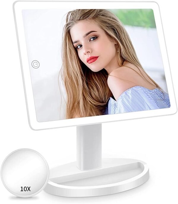 Explore high-quality Fontouch Large Lightad Vanity Makeup Mirror with 88 LED, 360 Rotating Touch Screen, 10x Enlarge Portable Tabletop Cosmetic Makeup Mirror - Image 9