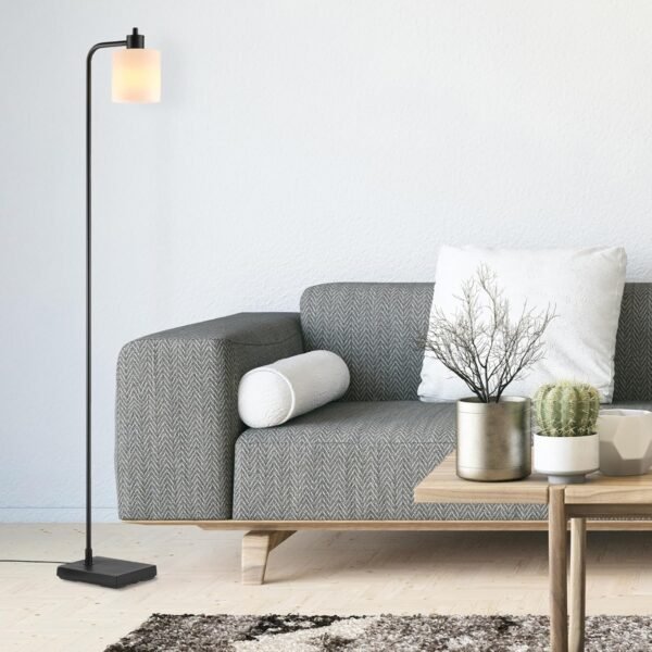 Buy the best Globe Electric 61000144 62" Floor Lamp, Matte Black, Plastic Frost Shade, On/Off Floatry Switch On Socket, 6ft Black Code, Reading Light, Bedroom, Living Room, Home Decor - Image 6