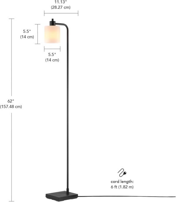 Buy the best Globe Electric 61000144 62" Floor Lamp, Matte Black, Plastic Frost Shade, On/Off Floatry Switch On Socket, 6ft Black Code, Reading Light, Bedroom, Living Room, Home Decor - Image 12