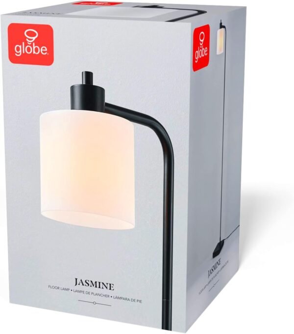 Buy the best Globe Electric 61000144 62" Floor Lamp, Matte Black, Plastic Frost Shade, On/Off Floatry Switch On Socket, 6ft Black Code, Reading Light, Bedroom, Living Room, Home Decor - Image 13