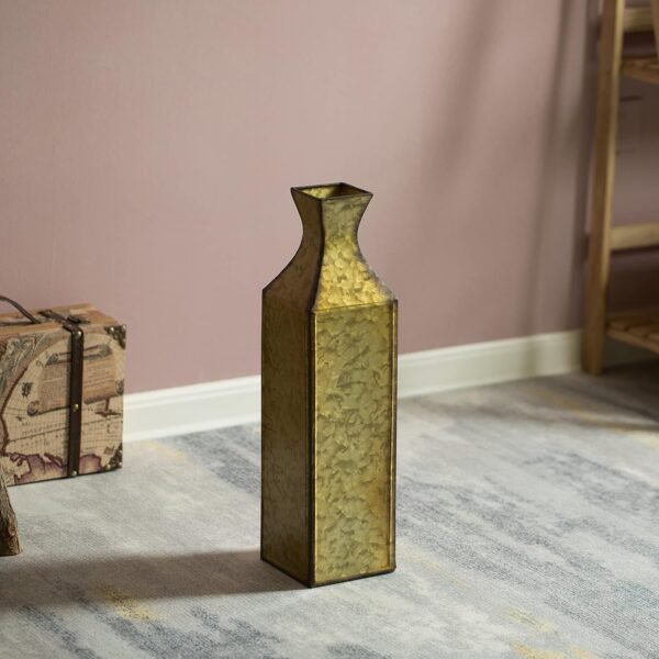 Buy affordable 20 inch antique style metal gold floor vase for entrance, living room, dining room, home decor, centerpiece, decorative, vintage style elegant statement, medium - Image 8