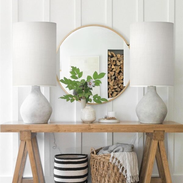 Explore recommended Tall lamp shade, high-rise drum lamp shade floor lamp for 10" top x 10" bottom x 13" table lamp, white line fabric lamp shade, simple assembly replacement lamp shade - Image 4